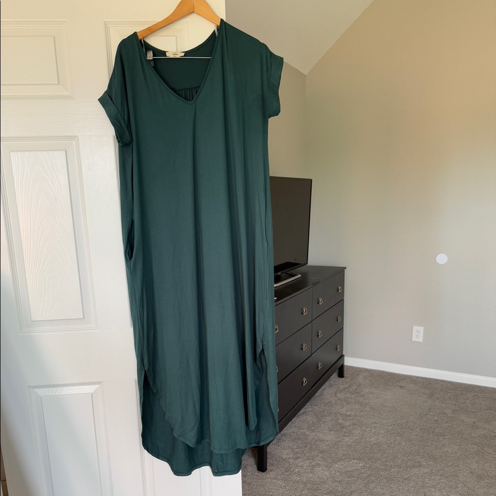 Casual Deep Teal Maxi Dress in Large